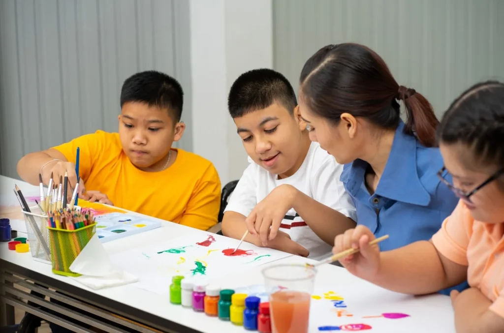 Autism Facial Features: group of autistic Child